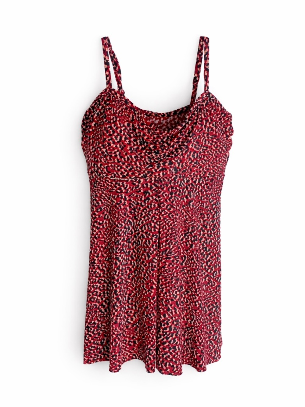 Plus Size One Piece Swimsuit Dress Red Animal Print US 16 Adjustable Straps